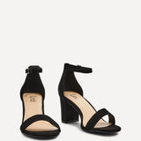 Legacy Wide Fit Black Faux Suede Block Heels