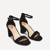Legacy Wide Fit Black Faux Suede Block Heels