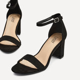 Legacy Wide Fit Black Faux Suede Block Heels