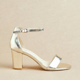 Legacy Wide Fit Gold Faux Leather Block Heels