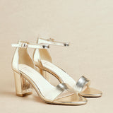 Legacy Wide Fit Gold Faux Leather Block Heels