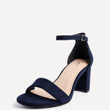 Legacy Wide Fit Navy Faux Suede Block Heels