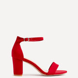 Legacy Wide Fit Red Faux Suede Block Heels