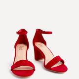 Legacy Wide Fit Red Faux Suede Block Heels