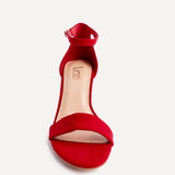 Legacy Wide Fit Red Faux Suede Block Heels