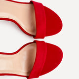 Legacy Wide Fit Red Faux Suede Block Heels