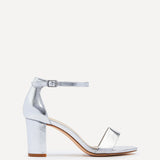 Legacy Wide Fit Silver Faux Leather Block Heels