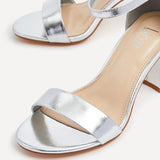 Legacy Wide Fit Silver Faux Leather Block Heels