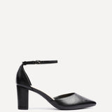 Leona Black Faux Leather Court Heels