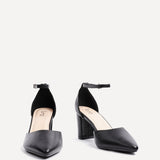 Leona Black Faux Leather Court Heels