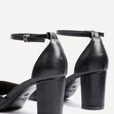 Leona Black Faux Leather Court Heels