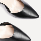 Leona Black Faux Leather Court Heels
