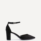 Leona Black Faux Suede Court Heels