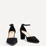 Leona Black Faux Suede Court Heels
