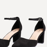 Leona Black Faux Suede Court Heels