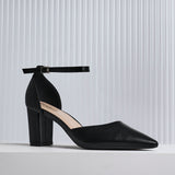 Leona Black Faux Leather Court Heels