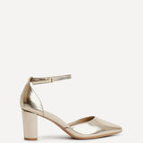 Leona Gold Faux Leather Court Heels