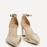 Leona Gold Faux Leather Court Heels