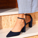 Leona Navy Faux Suede Court Heels