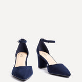 Leona Navy Faux Suede Court Heels