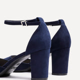 Leona Navy Faux Suede Court Heels