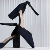 Leona Navy Faux Suede Court Heels