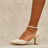 Leona Nude Faux Leather Court Heels