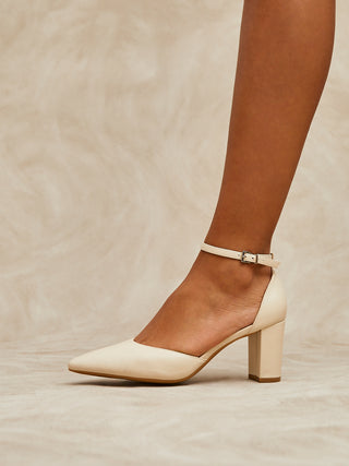 Leona Nude Faux Leather Court Heels