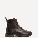 Leonardo Mens Brown Faux Leather Brogue Boots