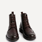 Leonardo Mens Brown Faux Leather Brogue Boots