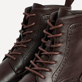 Leonardo Mens Brown Faux Leather Brogue Boots