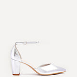 Leona Silver Faux Leather Court Heels