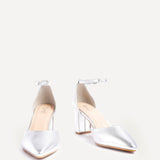 Leona Silver Faux Leather Court Heels