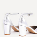 Leona Silver Faux Leather Court Heels