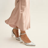 Leona Silver Faux Leather Court Heels