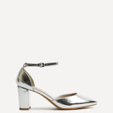 Leona Silver Faux Leather Court Heels
