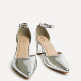 Leona Silver Faux Leather Court Heels