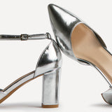 Leona Silver Faux Leather Court Heels