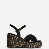 Leonie Black Braided Wedges