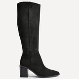 Levine Black Block Heeled Long Boots