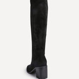 Levine Black Block Heeled Long Boots