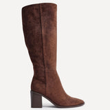 Levine Brown Block Heeled Long Boots