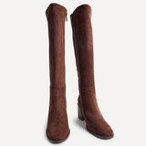 Levine Brown Block Heeled Long Boots