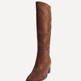 Levine Brown Block Heeled Long Boots