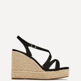 Lexie Black Faux Suede Strappy Wedges