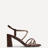 Leyla Brown Satin Diamante Heeled Sandals