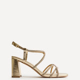 Leyla Gold Diamante Heeled Sandals