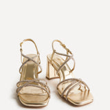 Leyla Gold Diamante Heeled Sandals