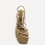 Leyla Gold Diamante Heeled Sandals
