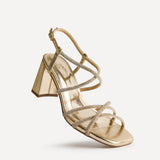 Leyla Gold Diamante Heeled Sandals